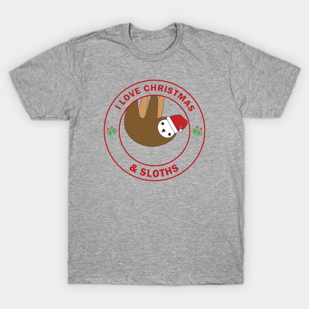 Christmas Sloth T-Shirt by Mint Cloud Art Studio